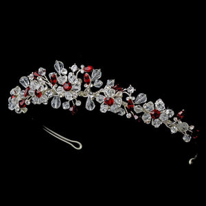 Silver Red Headband - La Bella Bridal Accessories