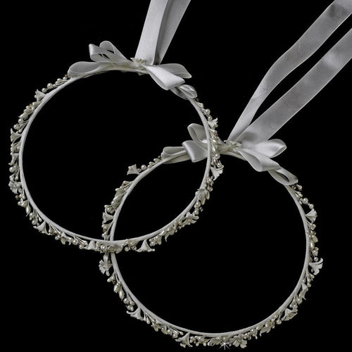 Lovely White or Ivory Flower & Pearl Greek Stefana - La Bella Bridal Accessories