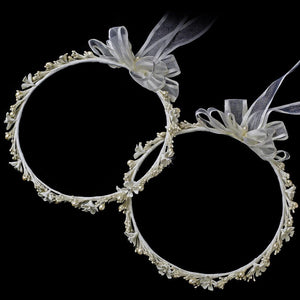 Delightful White or Ivory Flower & Pearl Greek Stefana - La Bella Bridal Accessories