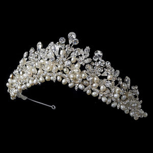 Freshwater Pearl and Crystal Tiara - La Bella Bridal Accessories