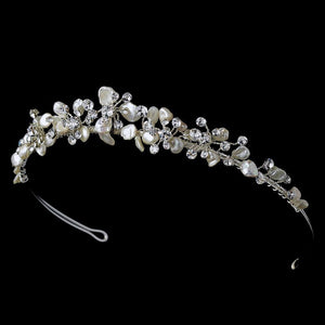 Keshi Pearl & Crystal Bridal Tiara - La Bella Bridal Accessories