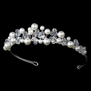 Bold Beautiful Pearl & Crystal Bridal Tiara - La Bella Bridal Accessories