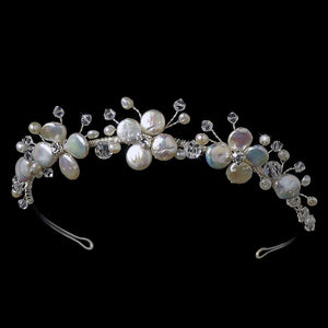 Silver Floral Keshi Headpiece - La Bella Bridal Accessories