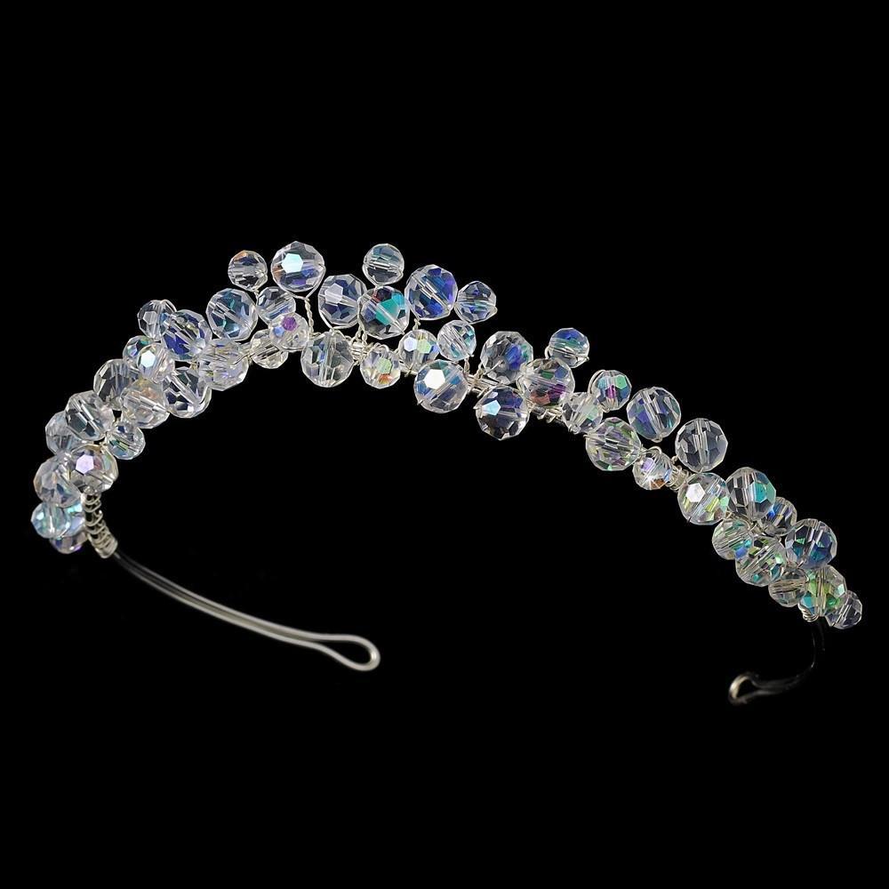 Opal Inspired Swarovski Bridal Headband - La Bella Bridal Accessories