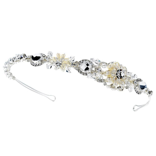 Silver Freshwater Pearl Bridal Tiara - La Bella Bridal Accessories