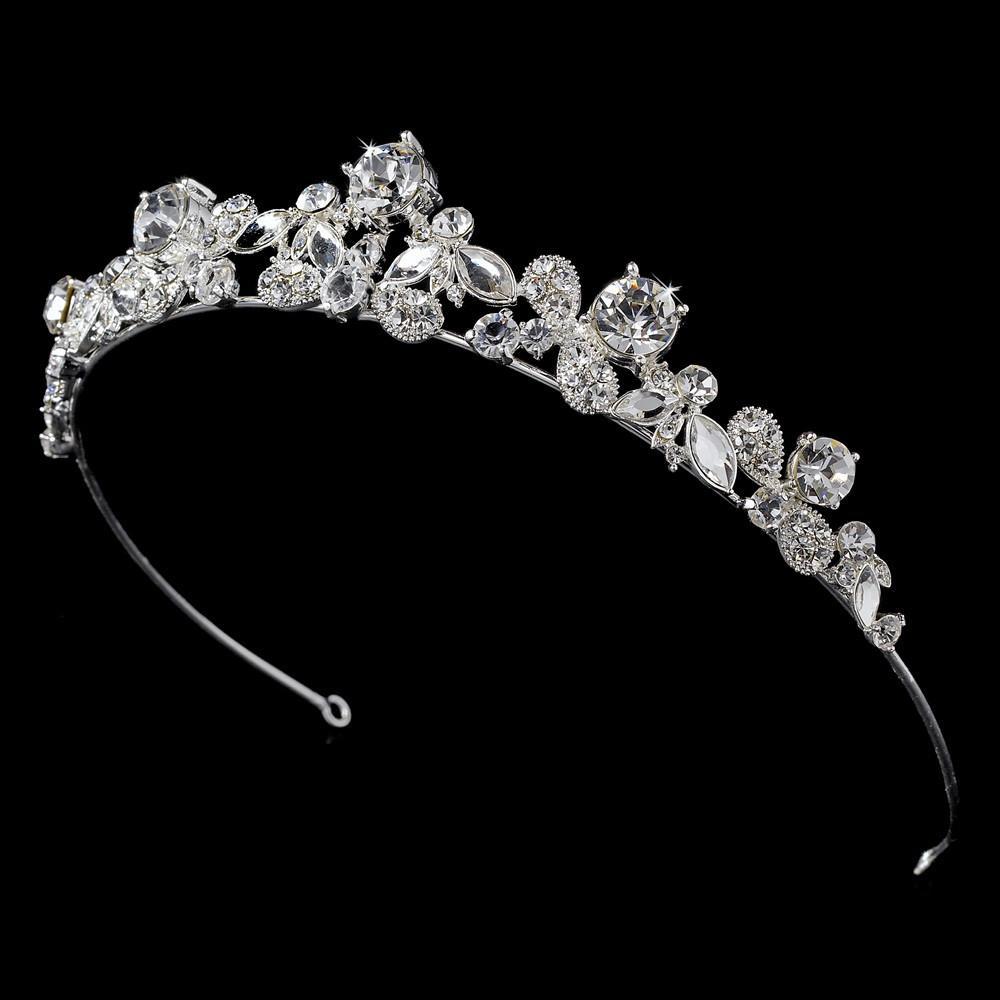 Silver Plated Crystal Bridal Tiara - La Bella Bridal Accessories