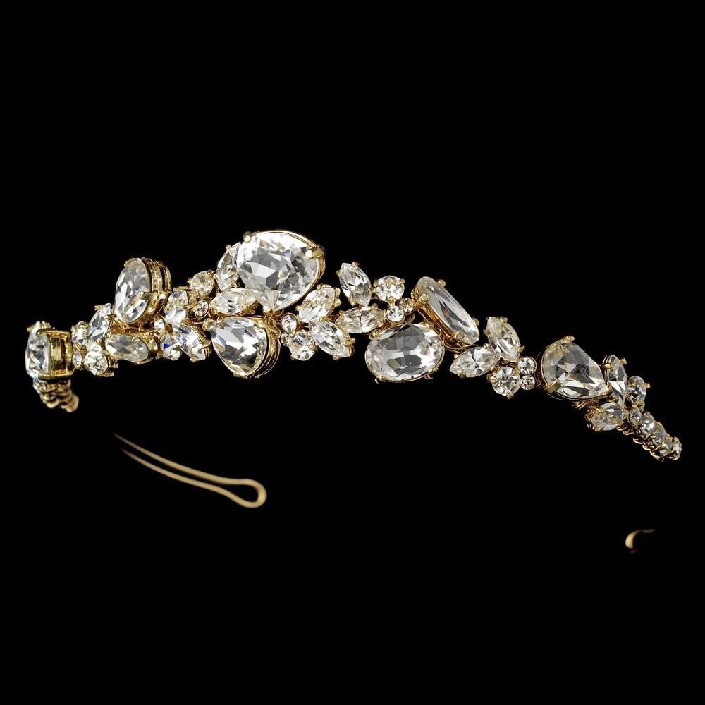 Gold Crystal Bridal Tiara - La Bella Bridal Accessories
