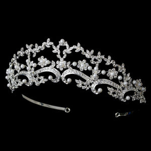 Beautiful Vintage inspired Pearl & Crystal Wedding Tiara - La Bella Bridal Accessories