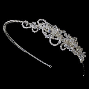 Silver Swarovski Crystal Flower Cluster Headband - La Bella Bridal Accessories