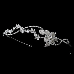 Rhodium Vintage Crystal Touched Bridal Headband - La Bella Bridal Accessories