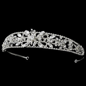Fabulous Silver Plated Crystal Floral Headband - La Bella Bridal Accessories