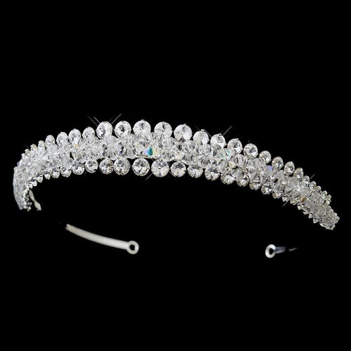 Silver & AB Double Layer Swarovski Crystal Bridal Headband - La Bella Bridal Accessories