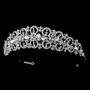Silver Retro Crystal Wedding Tiara Headpiece - La Bella Bridal Accessories