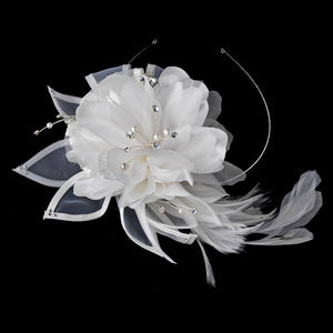 Ivory Side Accented Flower Bridal Headband - La Bella Bridal Accessories