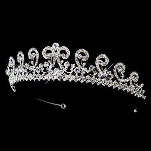Silver Crystal Swirl Bridal Tiara Headpiece Headpiece - La Bella Bridal Accessories
