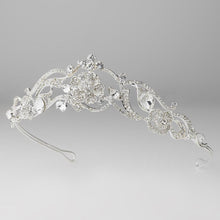 Silver Crystal Floral Flower Swirl Headband Headpiece - La Bella Bridal Accessories