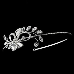 Silver Plated Crystal Swirl Bridal Headband - La Bella Bridal Accessories
