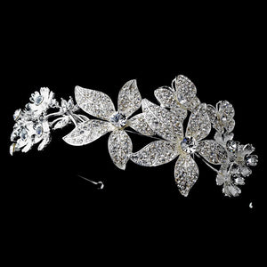 Silver Crystal Butterfly Tiara Headpiece - La Bella Bridal Accessories
