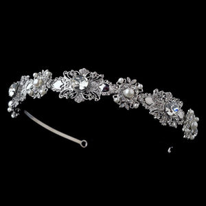 Vintage Bridal Headband with Pearls & crystals - La Bella Bridal Accessories