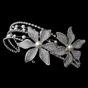 Crystal Love Silver Ivory Triple Crystal Headband - La Bella Bridal Accessories