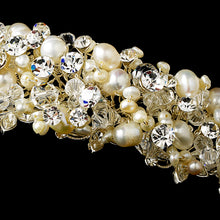 golden crystal pearl hairband, freshwater pearl, swarovski crystal, pearl crystal hair band, Crystal gold headband, light gold crystal headpiece