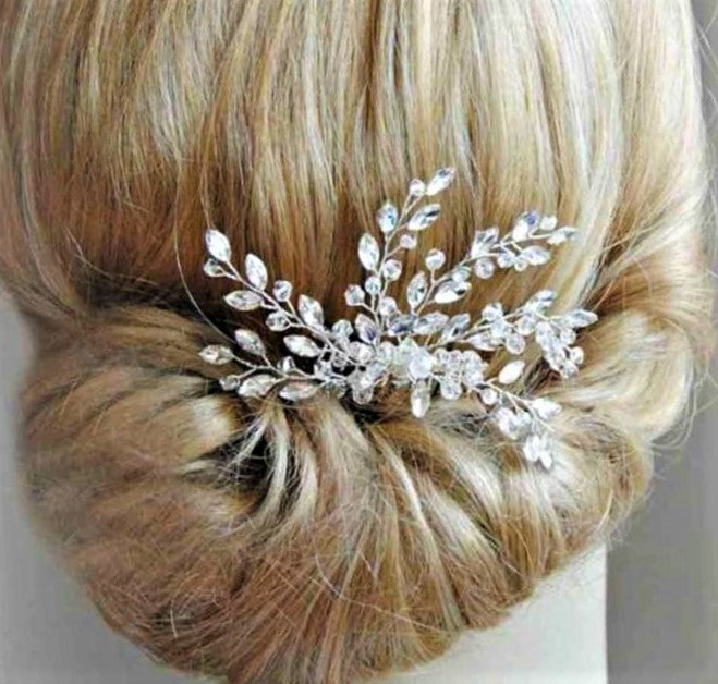Antique Silver and Gold Crystal Hair Comb Antique Silver Crystal Encrusted Bridal Hair Comb – La Bella  main image 2
