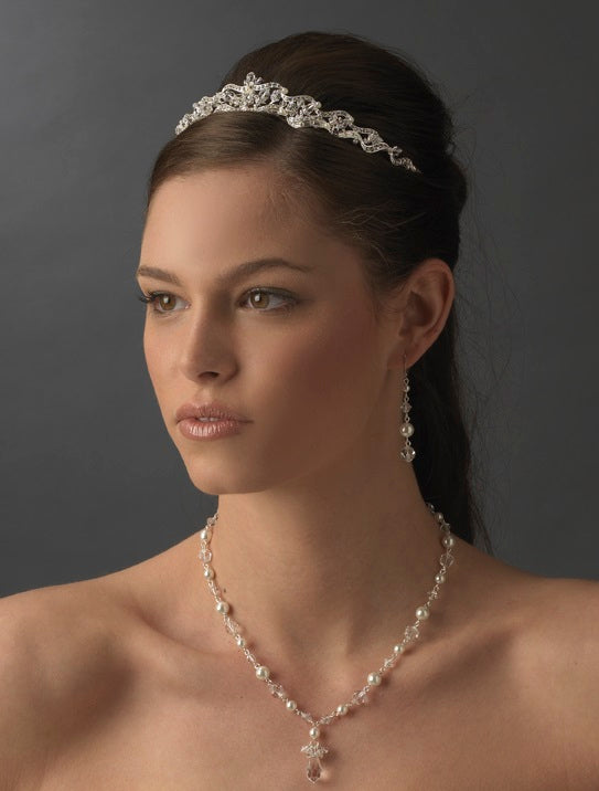 Swarovski Crystal Encrusted & Freshwater Pearl Bridal Tiara – La
