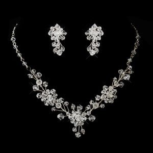 Swarovski Crystal Jewelry set, Swarovski Crystal necklace, bridal necklace set, silver Swarovski Crystal Jewelry set