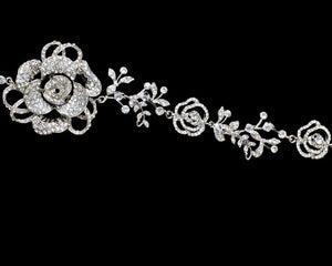 Crystal Floral Rose Vine, Silver Crystal Headband vine, crystal hair vine,Swarovski Crystal hair vine - La Bella Bridal Accessories