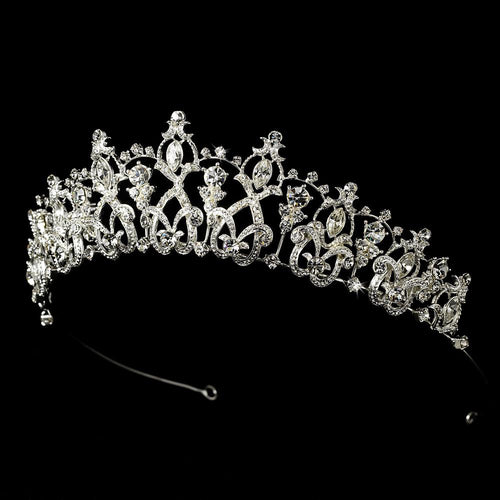 Dazzling Detailed Crystal Tiara - La Bella Bridal Accessories
