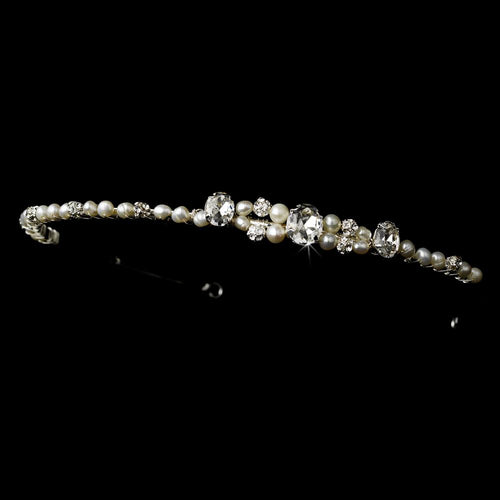 Vintage Inspired Pearl & Crystal Wedding Headband - La Bella Bridal Accessories