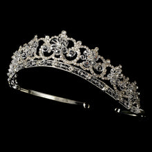 Royal Swarovski Crystal Floral Tiara Crown - La Bella Bridal Accessories