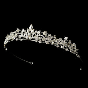 Crystal Encrusted Silver Bridal Tiara Headpiece - La Bella Bridal Accessories