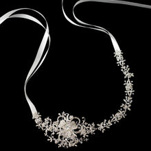 Floral Crystal Ribbon Headband - La Bella Bridal Accessories