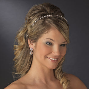 Silver Plated Crystal Wavy Swirls Wedding Headband
