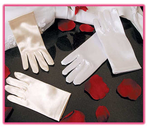 Child's Satin Wrist Length Gloves - La Bella Bridal Accessories
