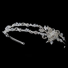 Silver plated Double Crystal Flower Headband