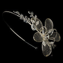 Silver Dainty Flower Crystal Mesh Bridal Headband