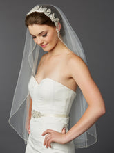 Gorgeous Silver Lace Fingertip Bridal Veil, with Sparkling Beaded Edge - La Bella Bridal Accessories