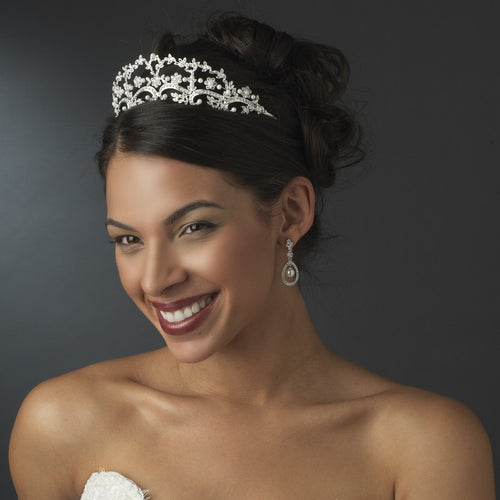 Beautiful Vintage inspired Pearl & Crystal Wedding Tiara - La Bella Bridal Accessories