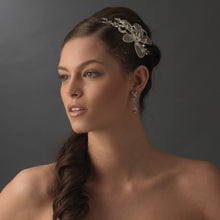 Silver Dainty Flower Crystal Mesh Bridal Headband - La Bella Bridal Accessories