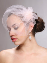 Birdcage Visor Veil with Side Pouf - La Bella Bridal Accessories