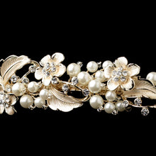 Light Gold or Silver Pearl & Crystal Floral Bridal Headband