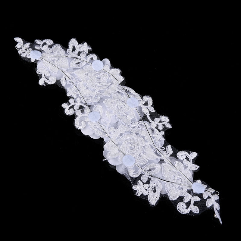 Crystal Couture Trachelium Flower Patch - Beaded Hair Clip Applique