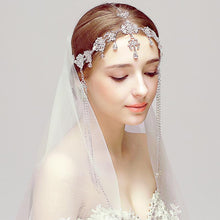 Romantic Forehead Headpiece with Crystals, Tassels and Dangles - La Bella Bridal Accessories