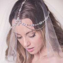 silver forehead bridal, Boho, Bohemian, forehead headband, frontlet bridal headpiece, crystal forehead headband