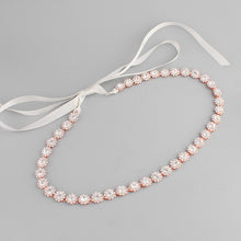Gorgeous Slender Rose Gold Crystal Linked Bridal Belt - La Bella Bridal Accessories