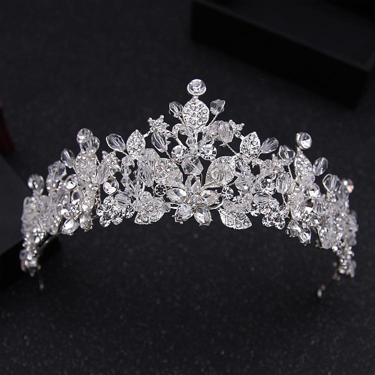 Gorgeous Crystal Floral Bridal Tiara Crown - La Bella Bridal Accessories