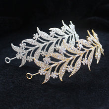 Vintage Crystal Flower and Leaves Tiara Wedding Headband - La Bella Bridal Accessories