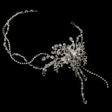 Antique Silver Crystal Bridal HairVine with Side Accent Dangles